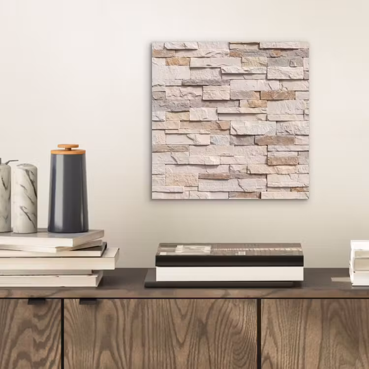 Aluminium schilderij - Steen - Muur - Textuur - Rustiek - Beige — 2