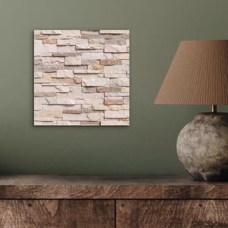 Aluminium schilderij - Steen - Muur - Textuur - Rustiek - Beige — 3