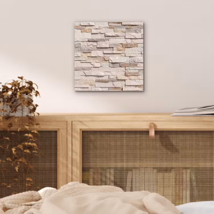 Aluminium schilderij - Steen - Muur - Textuur - Rustiek - Beige — 4