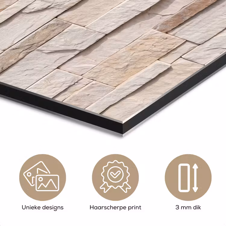 Aluminium schilderij - Steen - Muur - Textuur - Rustiek - Beige — 7