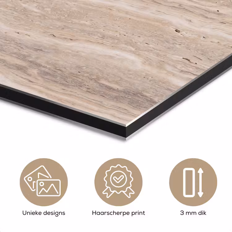 Aluminium schilderij - Steen - Patroon - Textuur - Natuurlijk - Beige — 7