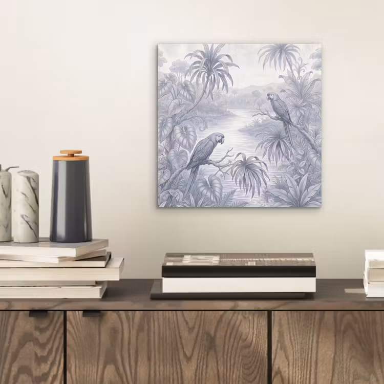 Aluminium schilderij - Vogel - Rivier - Tropisch - Illustratie - Blauw — 2
