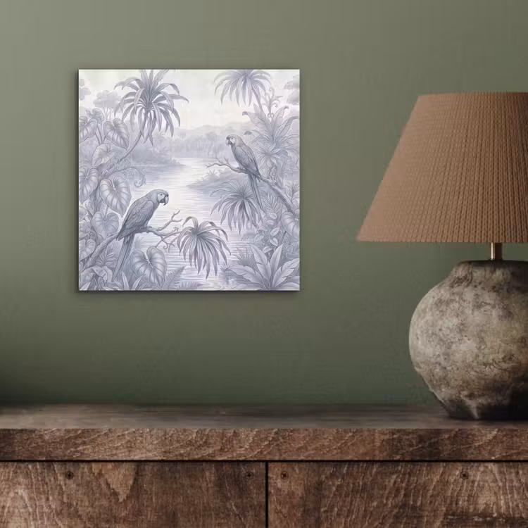 Aluminium schilderij - Vogel - Rivier - Tropisch - Illustratie - Blauw — 3