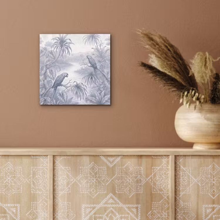 Aluminium schilderij - Vogel - Rivier - Tropisch - Illustratie - Blauw — 5