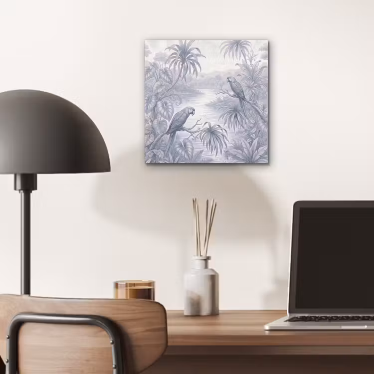 Aluminium schilderij - Vogel - Rivier - Tropisch - Illustratie - Blauw — 6
