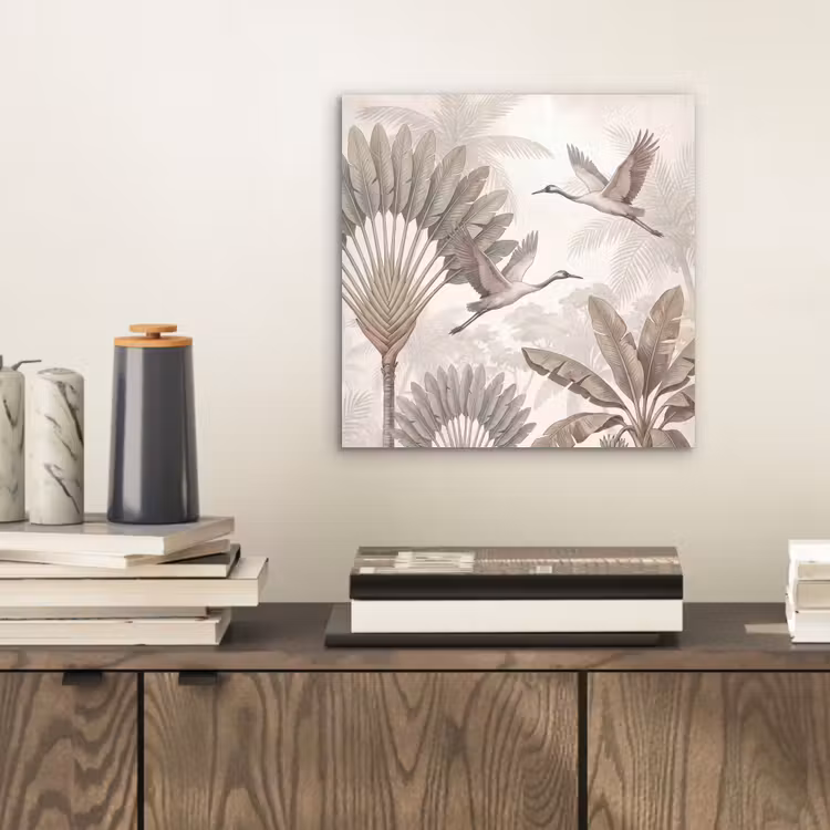 Aluminium schilderij - Vogel - Tropisch - Jungle - Natuur - Beige — 2