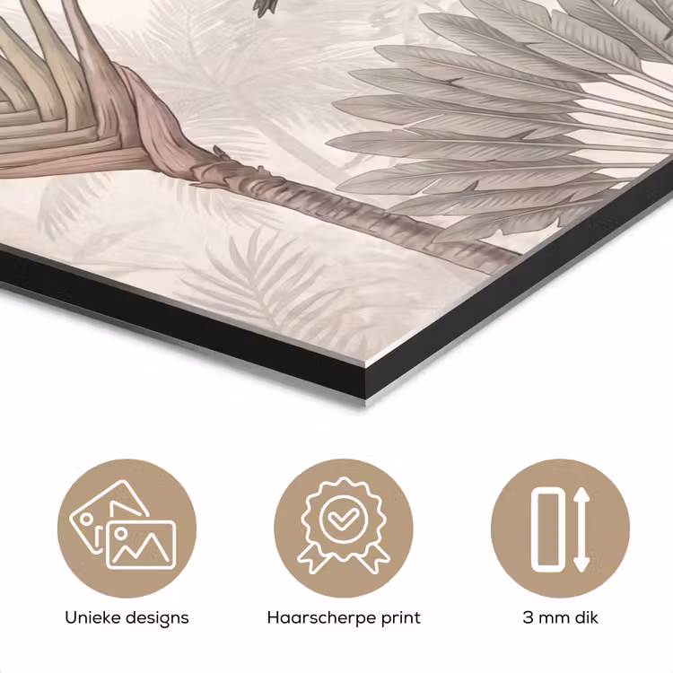Aluminium schilderij - Vogel - Tropisch - Jungle - Natuur - Beige — 7