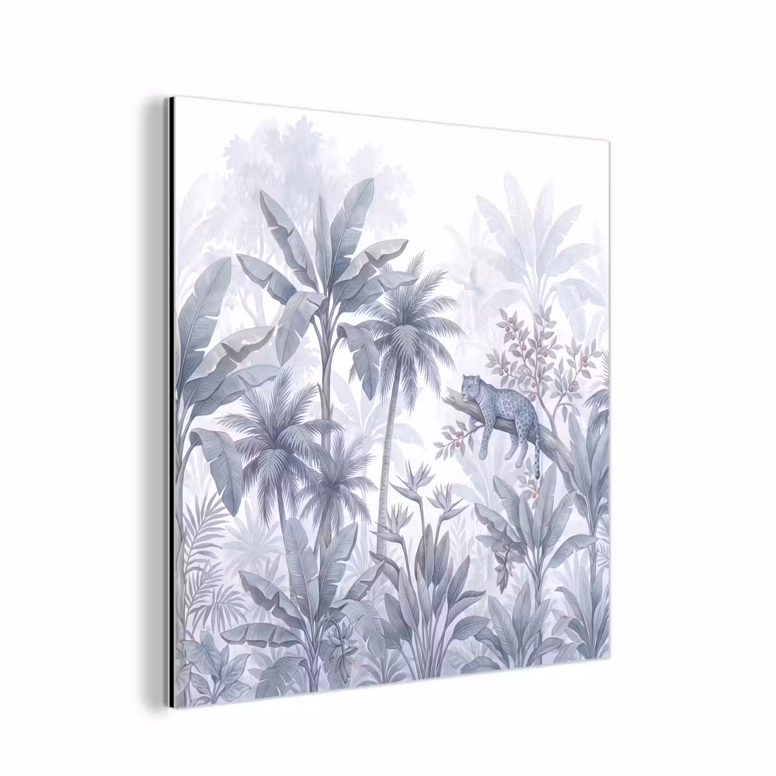 Aluminium schilderij - Kat - Tropisch bos - Modern - Grijs — 1