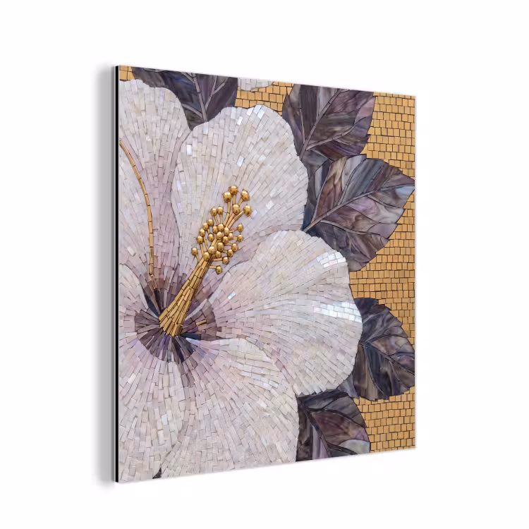 Aluminium schilderij - Bloemen - Mozaïek - Kunst - Modern - Goud — 1
