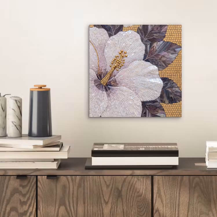 Aluminium schilderij - Bloemen - Mozaïek - Kunst - Modern - Goud — 2
