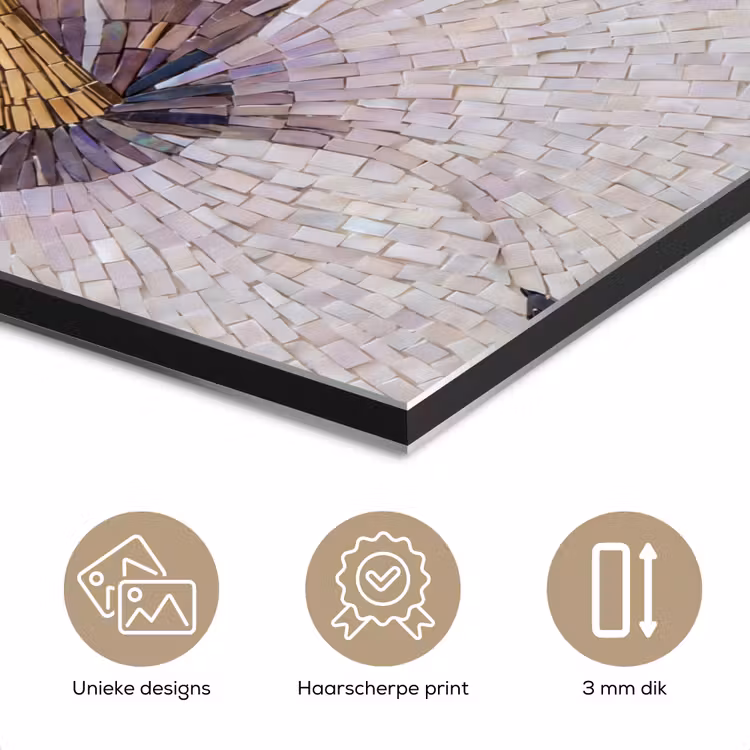 Aluminium schilderij - Bloemen - Mozaïek - Kunst - Modern - Goud — 7