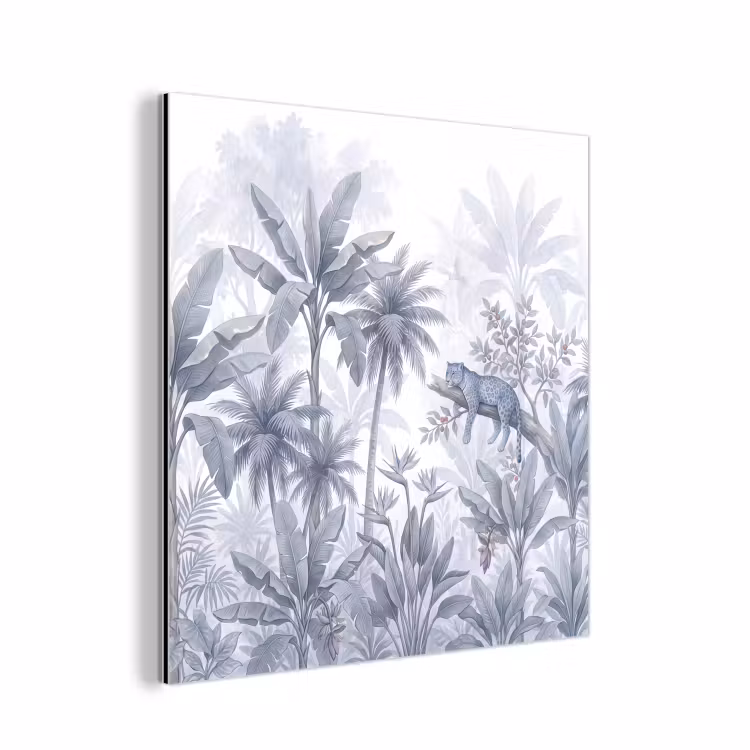 Aluminium schilderij - Kat - Tropisch bos - Modern - Grijs — 1