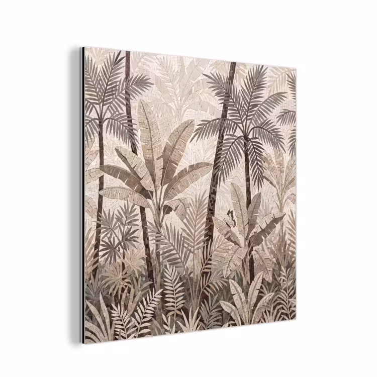Aluminium schilderij - Natuur - Bladeren - Landschap - Mozaïek - Beige — 1
