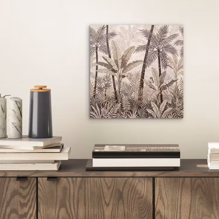 Aluminium schilderij - Natuur - Bladeren - Landschap - Mozaïek - Beige — 2