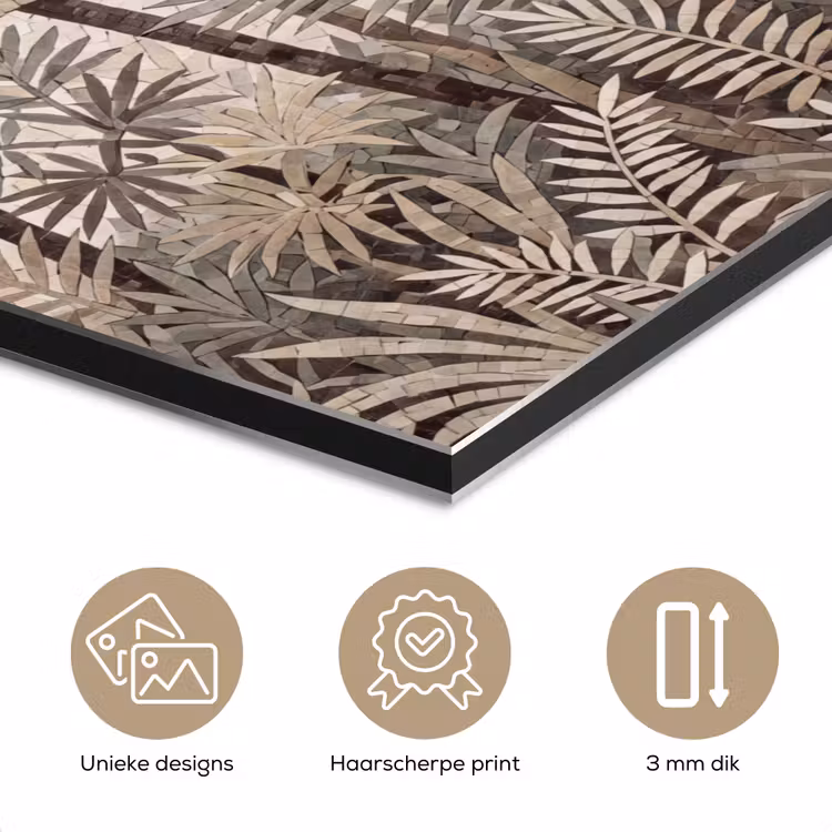 Aluminium schilderij - Natuur - Bladeren - Landschap - Mozaïek - Beige — 7