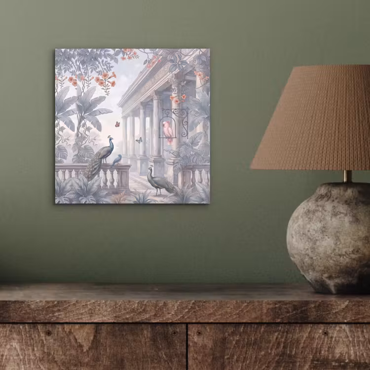 Aluminium schilderij - Vogel - Pauw - Architectuur - Klassiek - Groen — 3