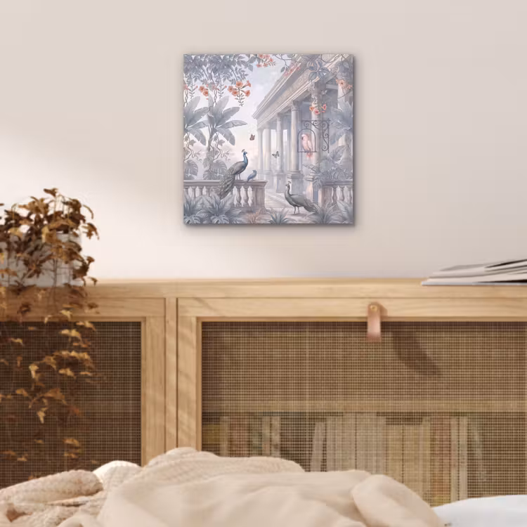 Aluminium schilderij - Vogel - Pauw - Architectuur - Klassiek - Groen — 4