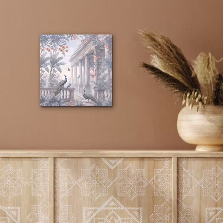 Aluminium schilderij - Vogel - Pauw - Architectuur - Klassiek - Groen — 5