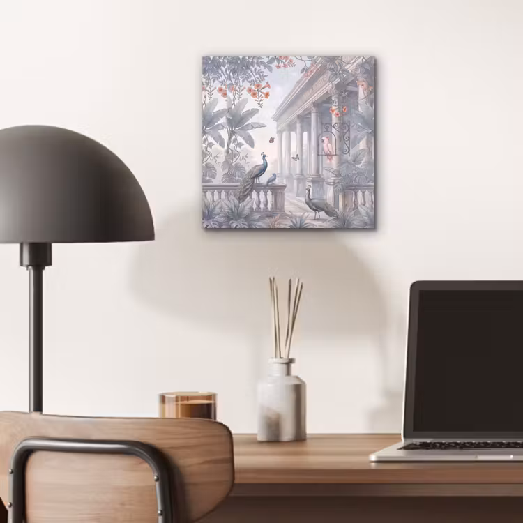 Aluminium schilderij - Vogel - Pauw - Architectuur - Klassiek - Groen — 6