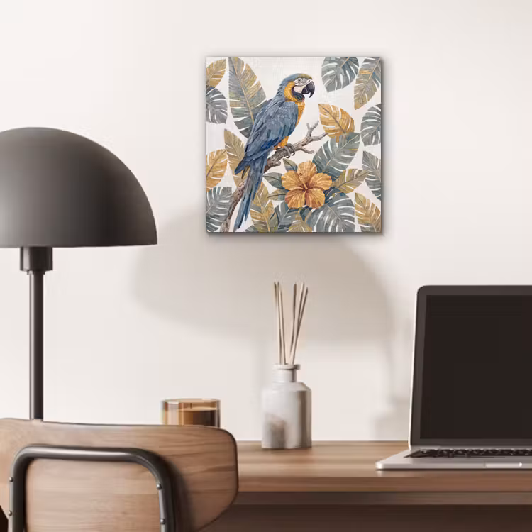 Aluminium schilderij - Vogel - Tak - Natuur - Mozaïek - Blauw — 6