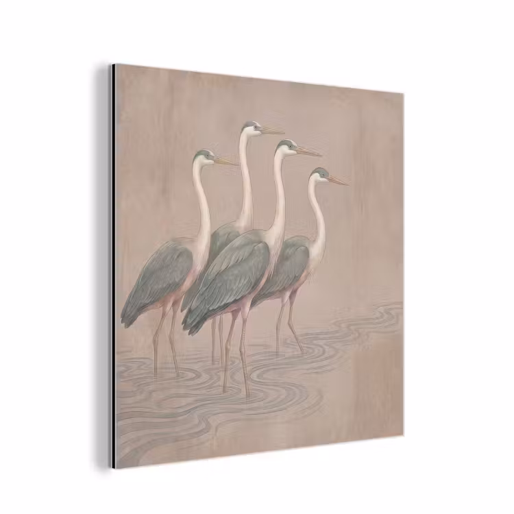 Aluminium schilderij - Vogel - Water - Natuur - Vintage — 1