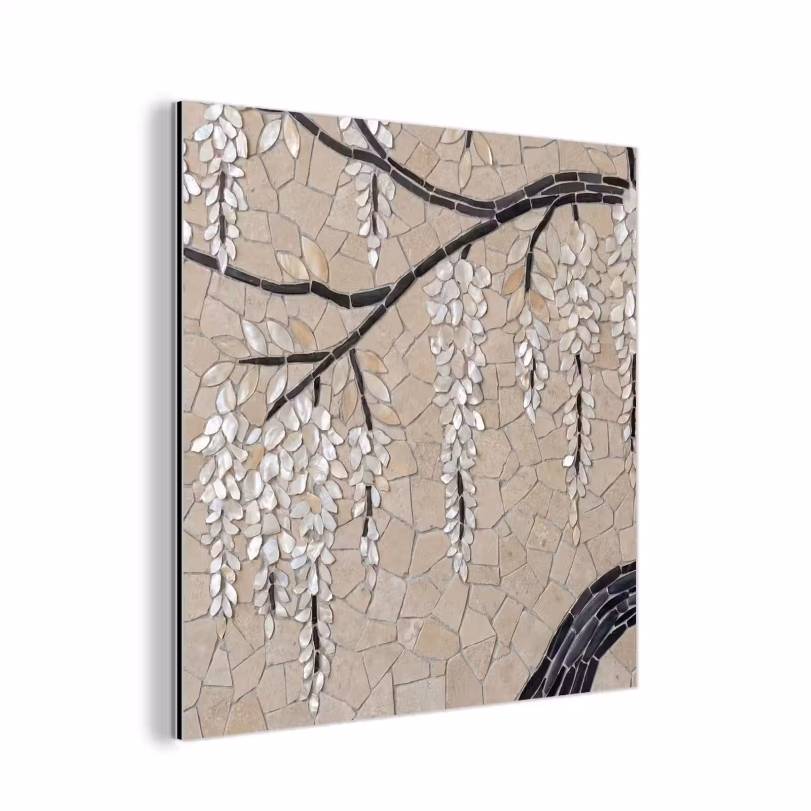 Aluminium schilderij - Boom - Bloemen - Mozaïek - Kunst - Wit — 1