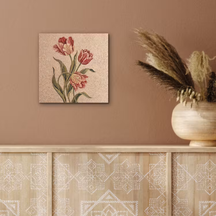 Aluminium schilderij - Bloemen - Mozaïek - Rood - Groen - Kunst — 5