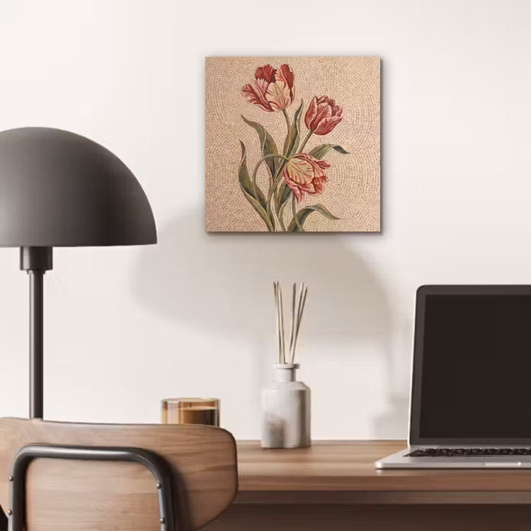 Aluminium schilderij - Bloemen - Mozaïek - Rood - Groen - Kunst — 6