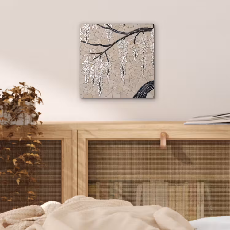 Aluminium schilderij - Boom - Bloemen - Mozaïek - Kunst - Wit — 4
