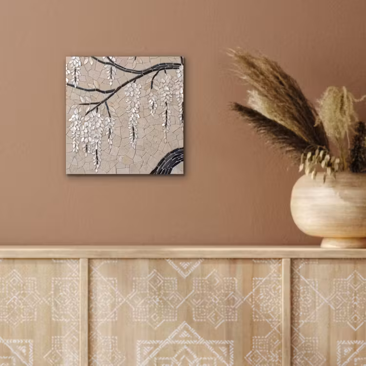 Aluminium schilderij - Boom - Bloemen - Mozaïek - Kunst - Wit — 5