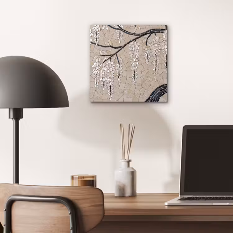 Aluminium schilderij - Boom - Bloemen - Mozaïek - Kunst - Wit — 6