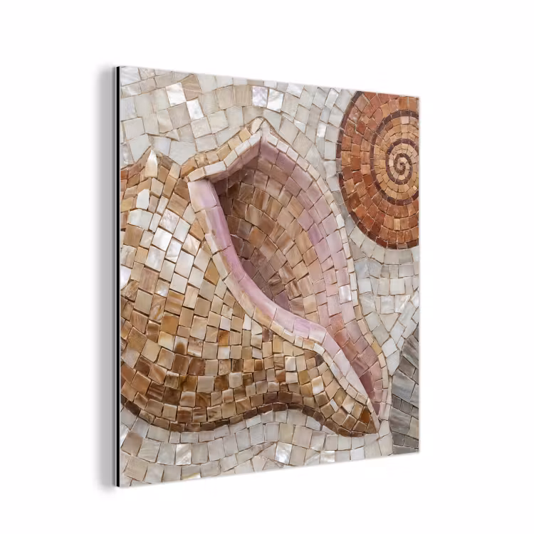 Aluminium schilderij - Schelp - Mozaïek - Zee - Beige - Modern — 1