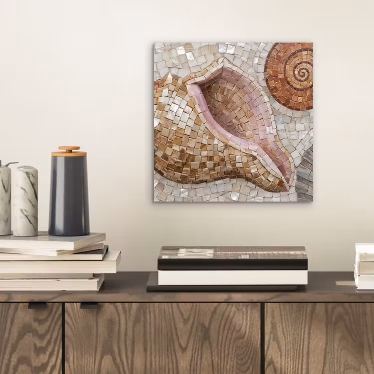Aluminium schilderij - Schelp - Mozaïek - Zee - Beige - Modern — 2