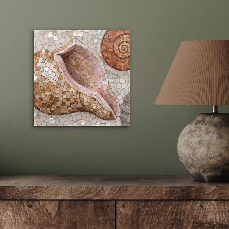 Aluminium schilderij - Schelp - Mozaïek - Zee - Beige - Modern — 3