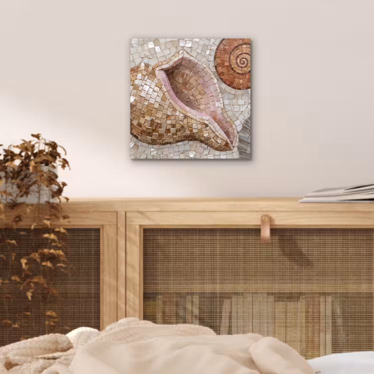 Aluminium schilderij - Schelp - Mozaïek - Zee - Beige - Modern — 4