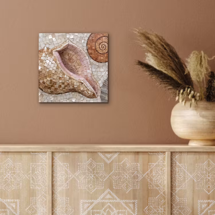 Aluminium schilderij - Schelp - Mozaïek - Zee - Beige - Modern — 5