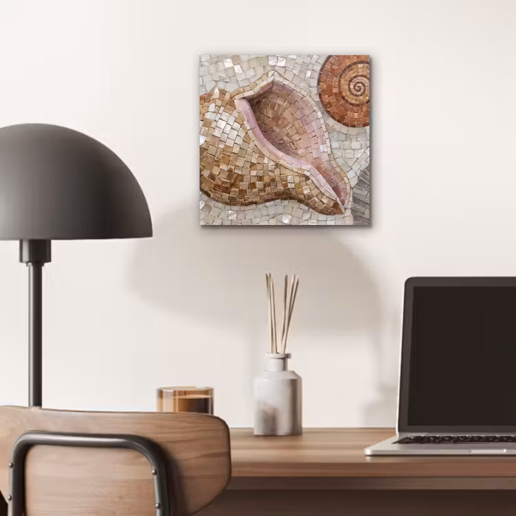 Aluminium schilderij - Schelp - Mozaïek - Zee - Beige - Modern — 6
