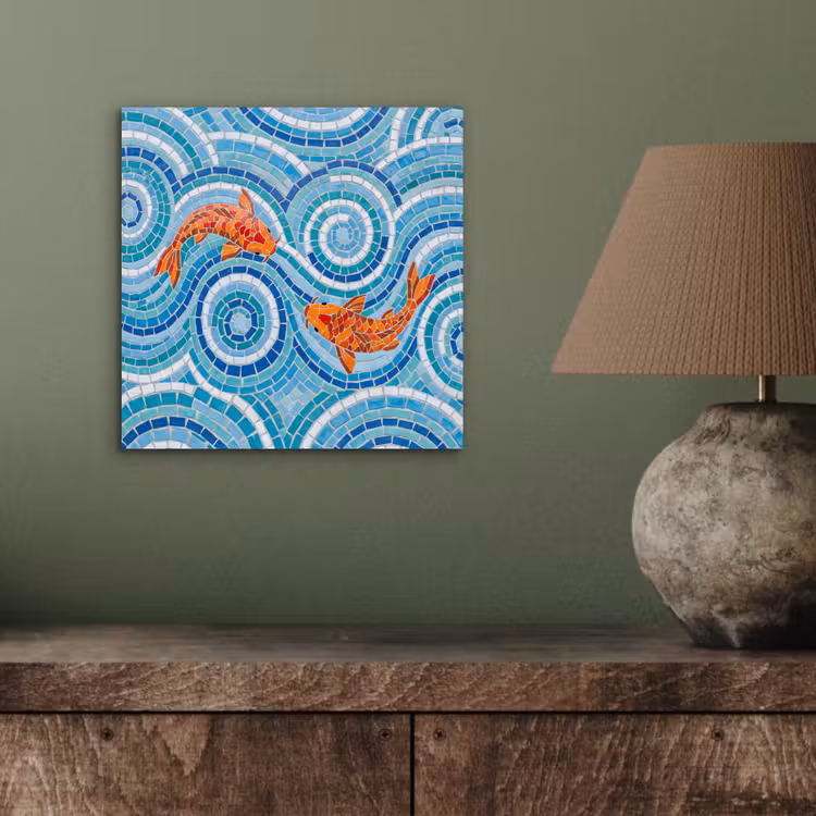 Aluminium schilderij - Vis - Mozaïek - Water - Decoratief - Blauw — 3