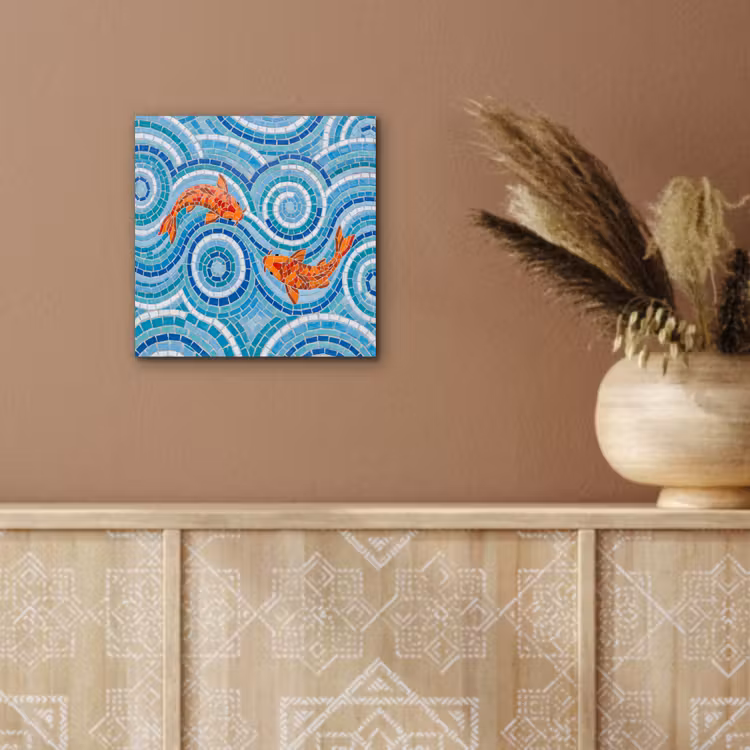 Aluminium schilderij - Vis - Mozaïek - Water - Decoratief - Blauw — 5