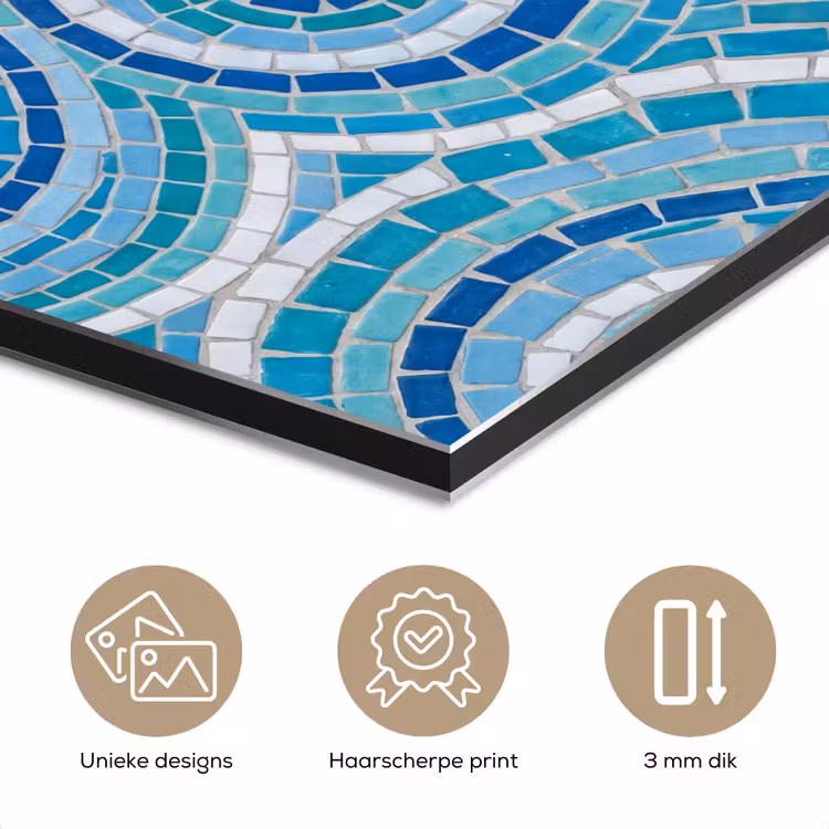 Aluminium schilderij - Vis - Mozaïek - Water - Decoratief - Blauw — 7