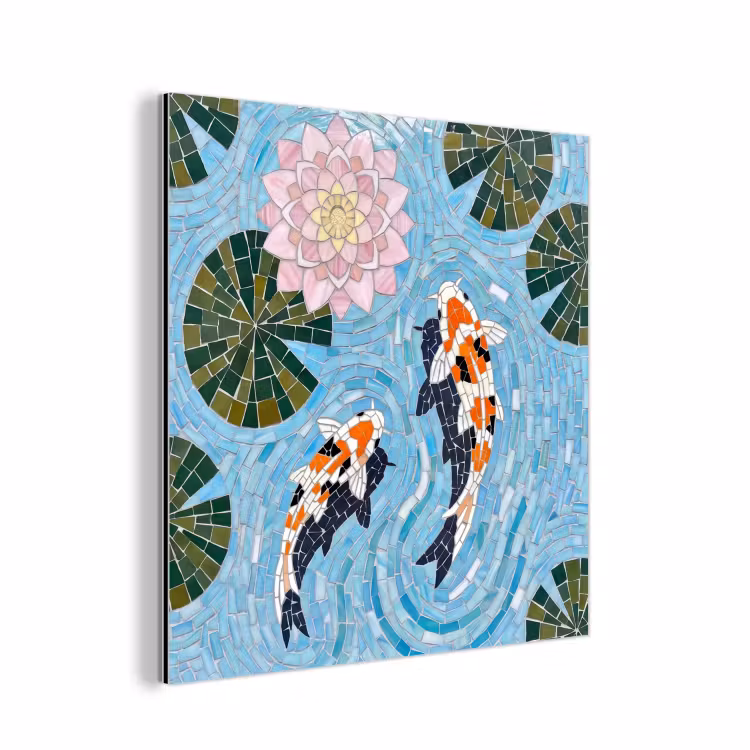 Aluminium schilderij - Vis - Water - Natuur - Mozaïek - Blauw — 1