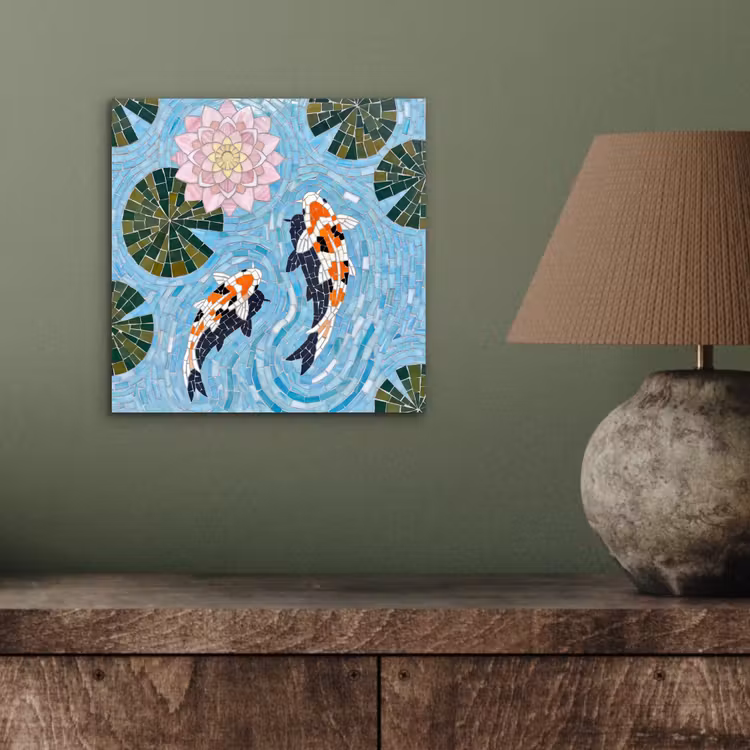 Aluminium schilderij - Vis - Water - Natuur - Mozaïek - Blauw — 3