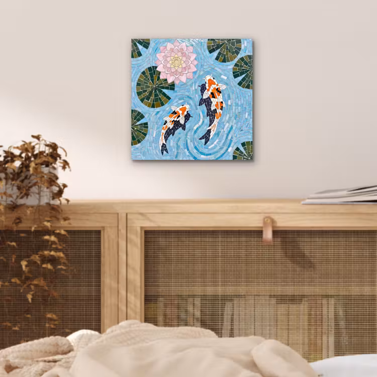 Aluminium schilderij - Vis - Water - Natuur - Mozaïek - Blauw — 4