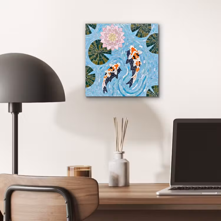 Aluminium schilderij - Vis - Water - Natuur - Mozaïek - Blauw — 6