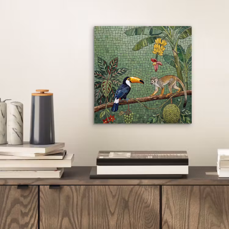 Aluminium schilderij - Vogel - Dier - Jungle - Mozaïek - Natuur — 2