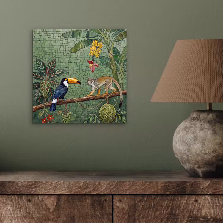 Aluminium schilderij - Vogel - Dier - Jungle - Mozaïek - Natuur — 3