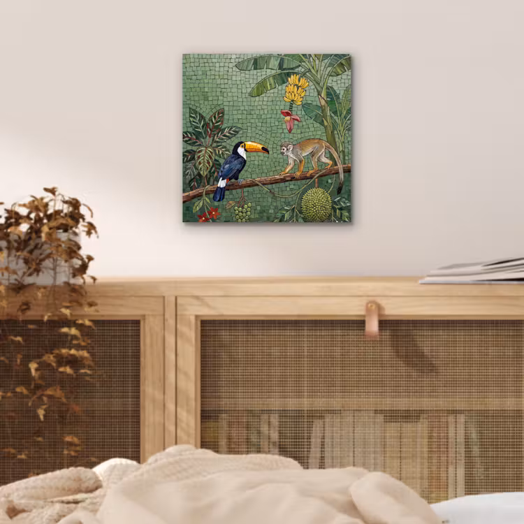 Aluminium schilderij - Vogel - Dier - Jungle - Mozaïek - Natuur — 4
