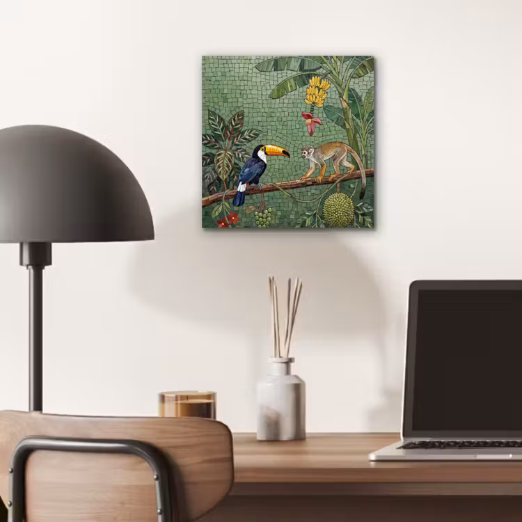 Aluminium schilderij - Vogel - Dier - Jungle - Mozaïek - Natuur — 6