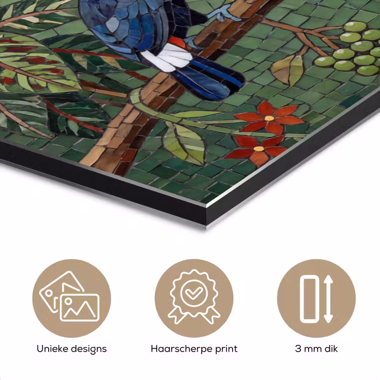 Aluminium schilderij - Vogel - Dier - Jungle - Mozaïek - Natuur — 7