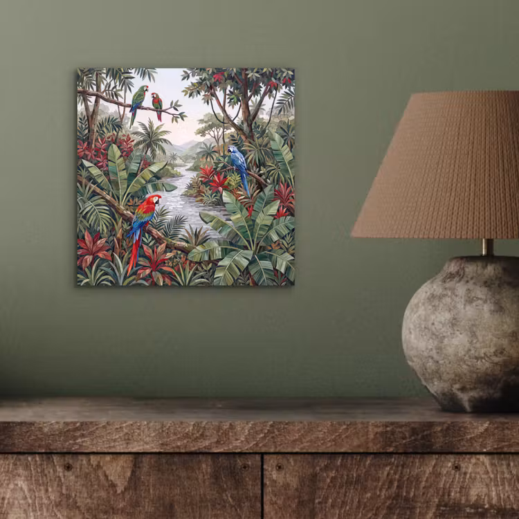 Aluminium schilderij - Vogel - Jungle - Natuur - Mozaïek - Groen — 3